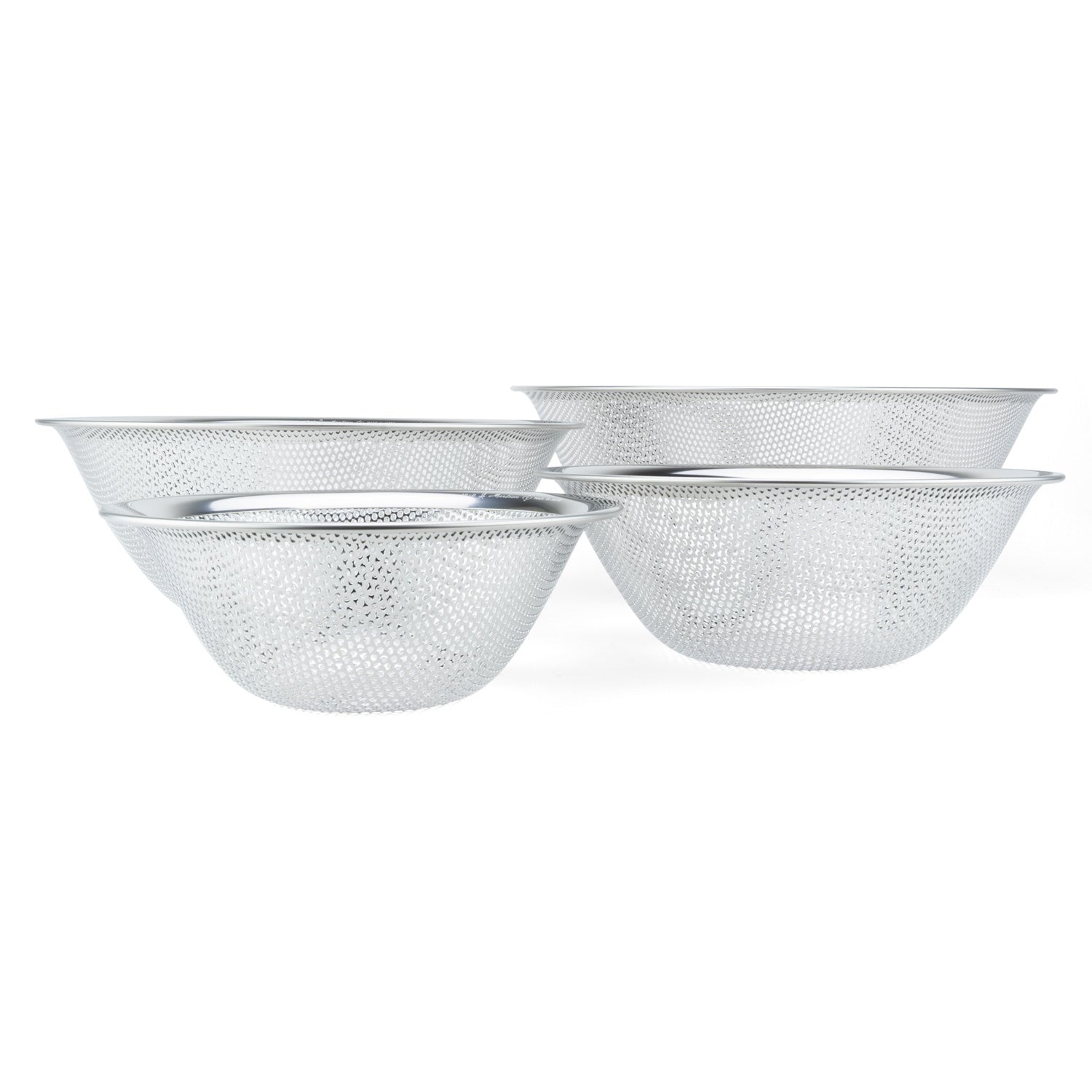 Stainless Steel Punch Pressed Strainer, 4 Pc Set