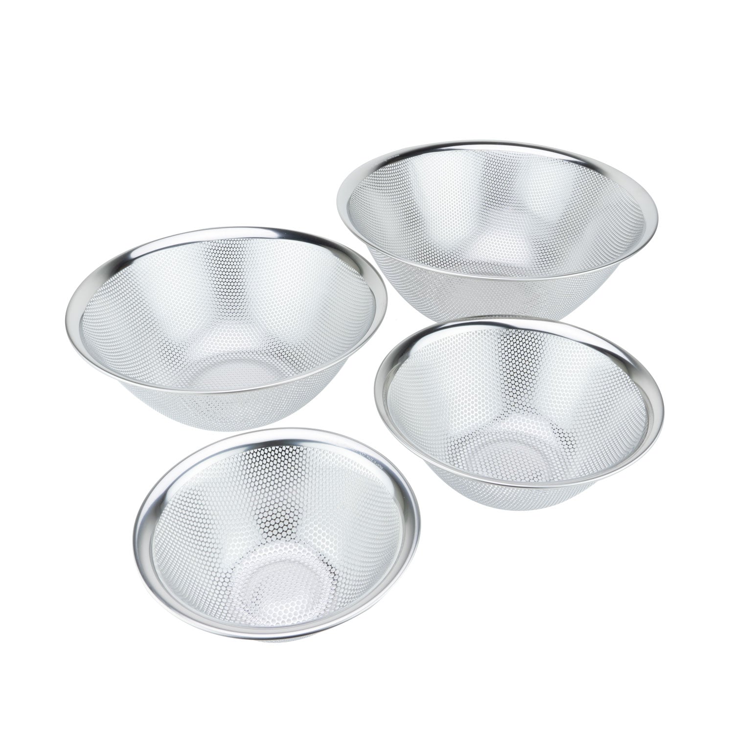 Stainless Steel Punch Pressed Strainer, 4 Pc Set